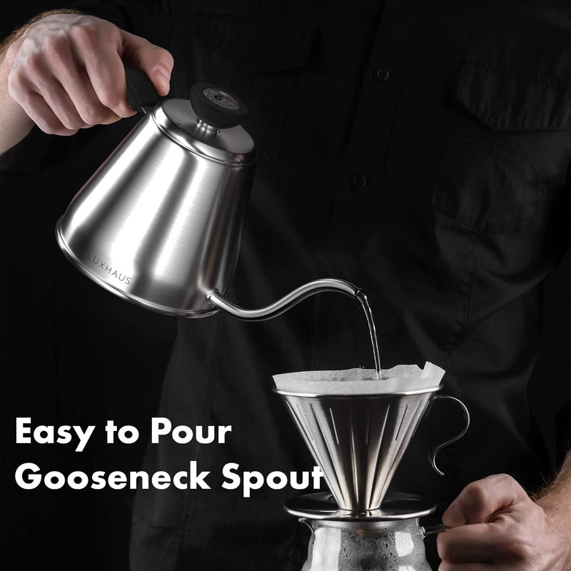 LuxHaus Pour Over Kettle - Gooseneck Kettle With Thermometer - Coffee and Tea Maker for Stovetop - 40oz - Image 4